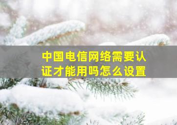 中国电信网络需要认证才能用吗怎么设置