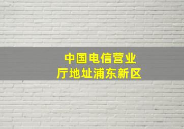 中国电信营业厅地址浦东新区