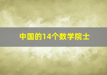 中国的14个数学院士