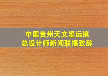 中国贵州天文望远镜总设计师新闻联播致辞