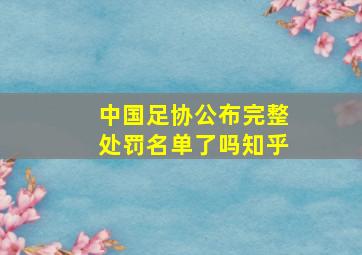 中国足协公布完整处罚名单了吗知乎