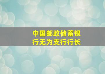 中国邮政储蓄银行无为支行行长