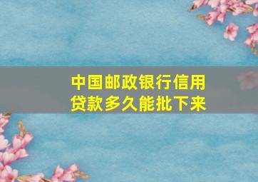 中国邮政银行信用贷款多久能批下来