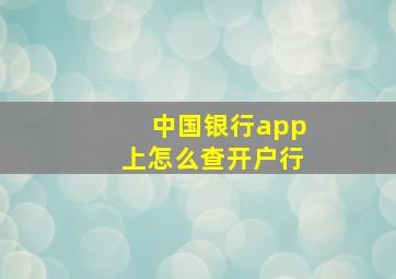 中国银行app上怎么查开户行