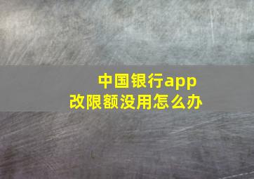 中国银行app改限额没用怎么办