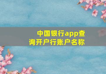 中国银行app查询开户行账户名称