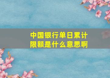 中国银行单日累计限额是什么意思啊