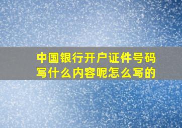 中国银行开户证件号码写什么内容呢怎么写的