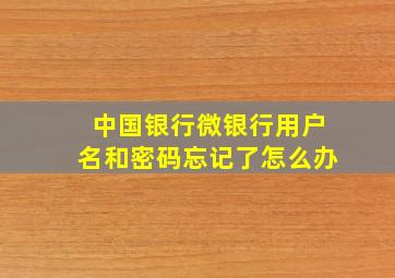 中国银行微银行用户名和密码忘记了怎么办