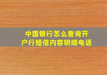 中国银行怎么查询开户行短信内容明细电话