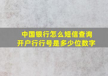 中国银行怎么短信查询开户行行号是多少位数字