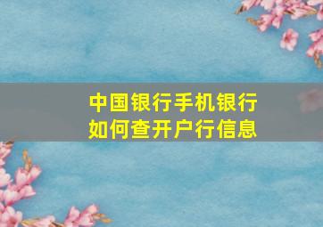 中国银行手机银行如何查开户行信息