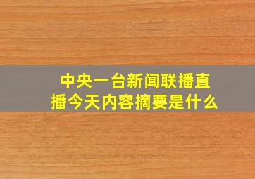 中央一台新闻联播直播今天内容摘要是什么