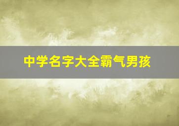 中学名字大全霸气男孩