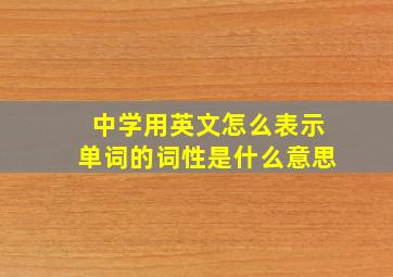 中学用英文怎么表示单词的词性是什么意思