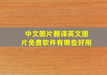 中文图片翻译英文图片免费软件有哪些好用