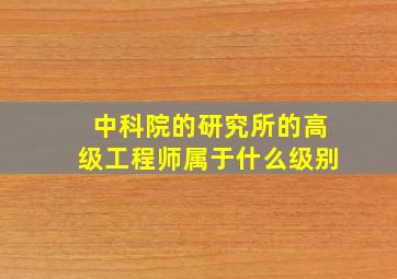 中科院的研究所的高级工程师属于什么级别