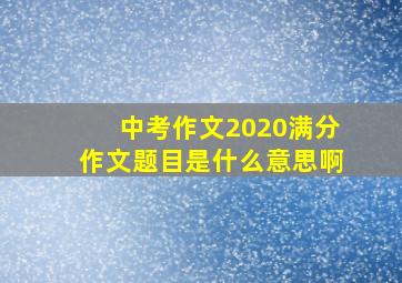 中考作文2020满分作文题目是什么意思啊