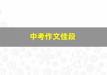 中考作文佳段