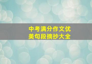 中考满分作文优美句段摘抄大全