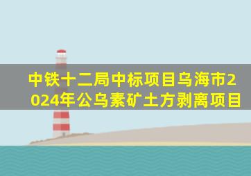 中铁十二局中标项目乌海市2024年公乌素矿土方剥离项目