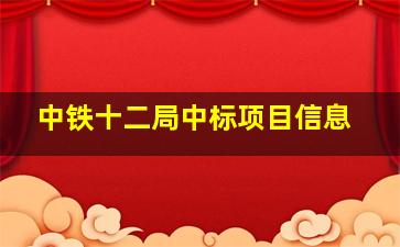 中铁十二局中标项目信息