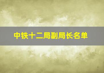 中铁十二局副局长名单