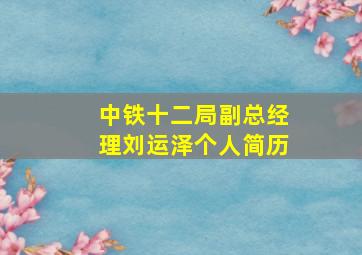 中铁十二局副总经理刘运泽个人简历