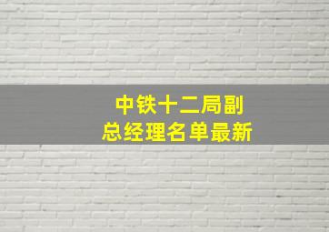 中铁十二局副总经理名单最新