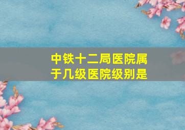 中铁十二局医院属于几级医院级别是