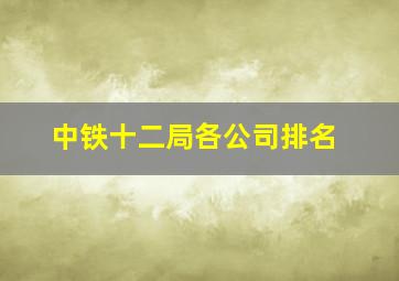 中铁十二局各公司排名