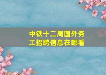 中铁十二局国外务工招聘信息在哪看