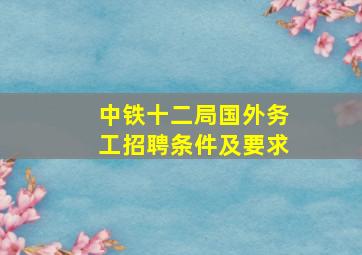 中铁十二局国外务工招聘条件及要求