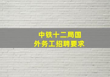 中铁十二局国外务工招聘要求