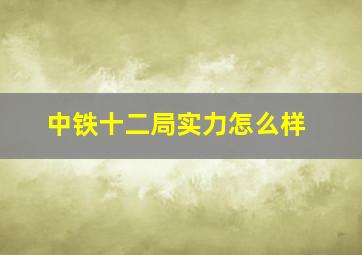 中铁十二局实力怎么样