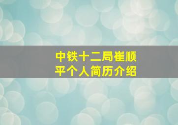 中铁十二局崔顺平个人简历介绍