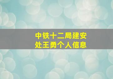 中铁十二局建安处王勇个人信息