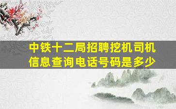 中铁十二局招聘挖机司机信息查询电话号码是多少