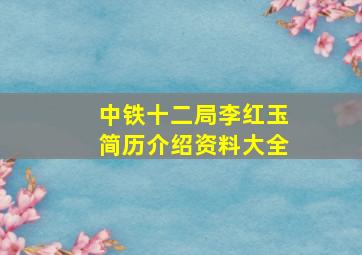 中铁十二局李红玉简历介绍资料大全