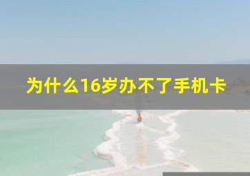 为什么16岁办不了手机卡