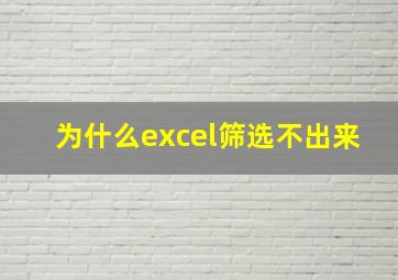 为什么excel筛选不出来