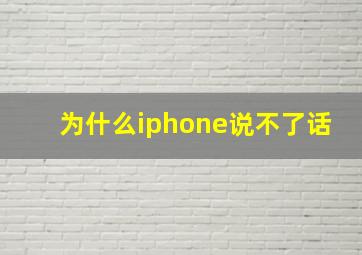 为什么iphone说不了话