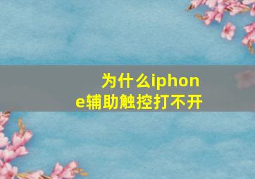 为什么iphone辅助触控打不开