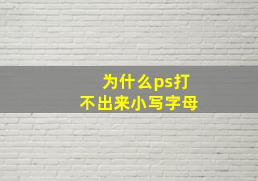 为什么ps打不出来小写字母