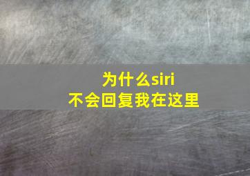 为什么siri不会回复我在这里