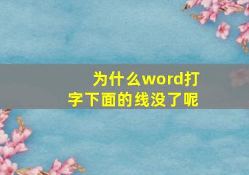 为什么word打字下面的线没了呢