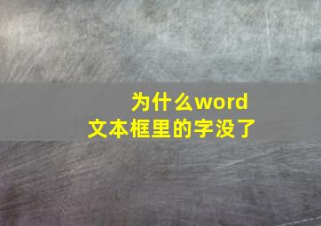 为什么word文本框里的字没了