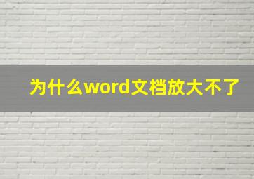 为什么word文档放大不了