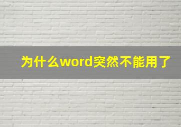 为什么word突然不能用了