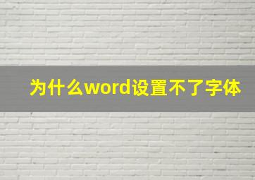 为什么word设置不了字体